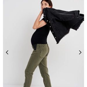 Paige Side Panel Jogger Maternity Jeans - Olive / 26